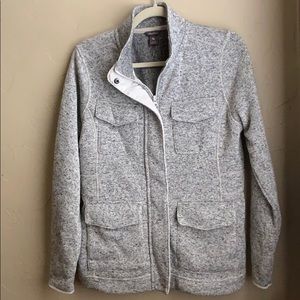 Eddie Bauer Light Gray Tweed Military Jacket - L